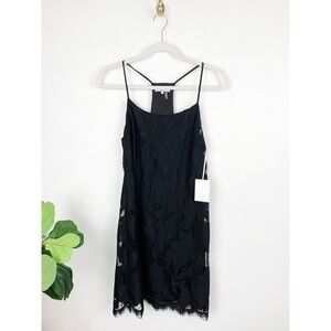 NWT 1. State The Curator Black Lace Racerback Mini Dress Sz S